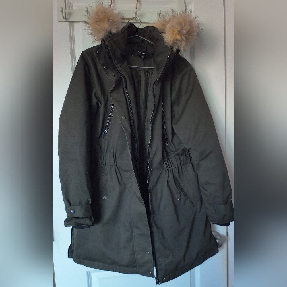 Vero Moda Down Green Winter Jacket with Faux Fur Hood